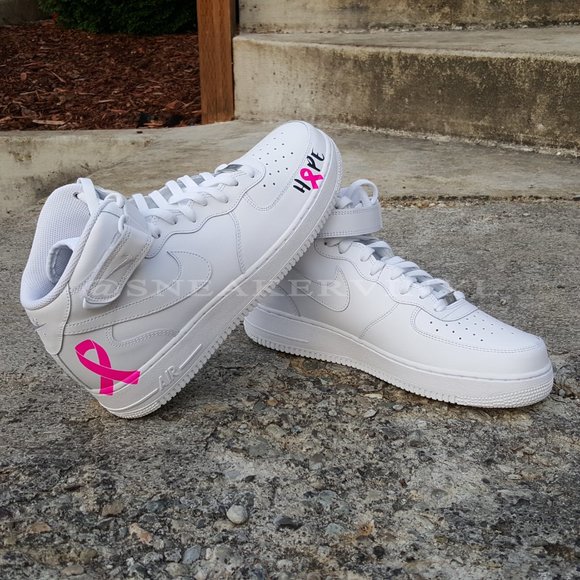 Nike Air Force 1 Mid White Pink "HOPE" Breast Cancer Awareness Custom NWT - Picture 4 of 10